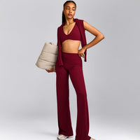 SoftMotion™ Straight Leg Pants with Gray Logo | Ruby Red