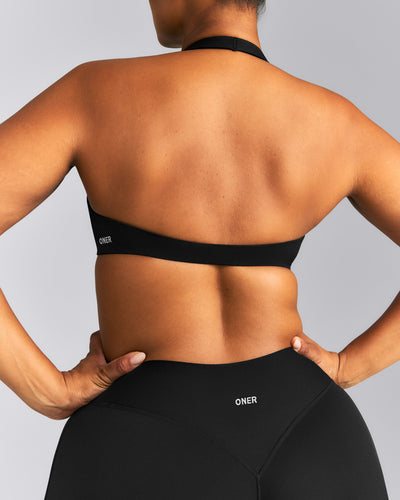 SoftMotion™ Minimal Halter Neck Bralette | Black