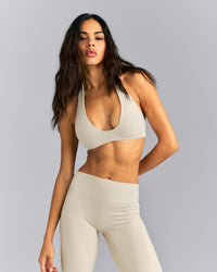 SoftMotion™ Minimal Halter Neck Bralette | Oatmeal