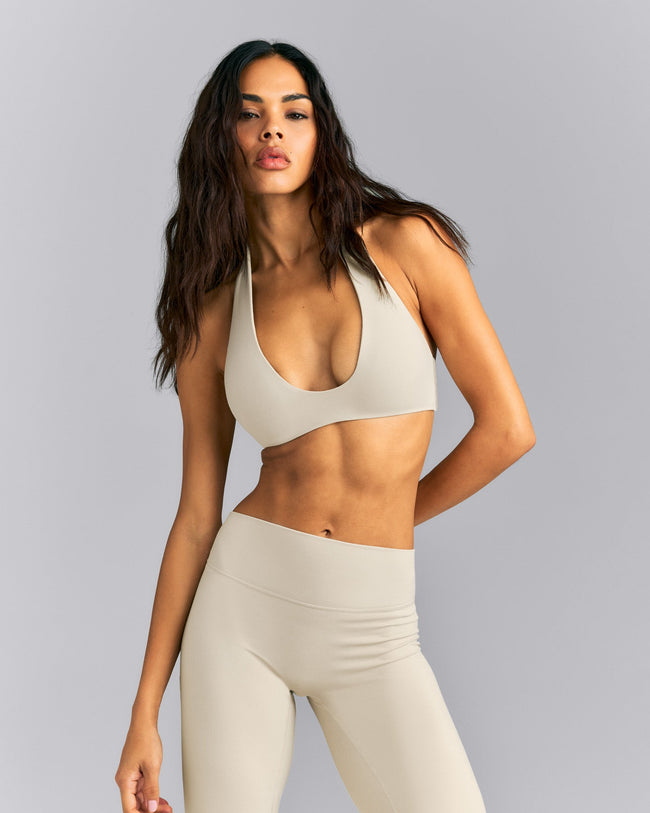 SoftMotion™ Minimal Halter Neck Bralette | Oatmeal