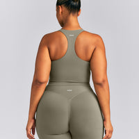 SoftMotion™ Racer Back Mid Tank Top with Built in Bra Shelf | Alpine Green