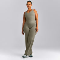 SoftMotion™ Racer Back Mid Tank Top with Built in Bra Shelf | Alpine Green