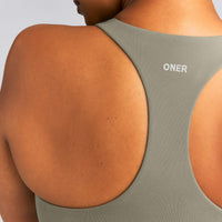 SoftMotion™ Racer Back Mid Tank Top with Built in Bra Shelf | Alpine Green