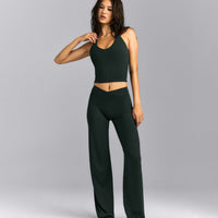 SoftMotion™ Racer Back Mid Tank Top with Built in Bra Shelf | Emerald Noir