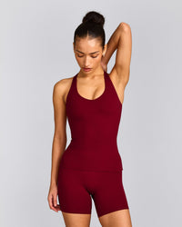 SoftMotion™ Racer Back Vest with Built in Bra Shelf with Grey Logo | Ruby Red