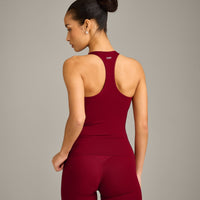 SoftMotion™ Racer Back Vest with Built in Bra Shelf with Grey Logo | Ruby Red