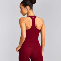 SoftMotion™ Racer Back Vest with Built in Bra Shelf with Grey Logo | Ruby Red