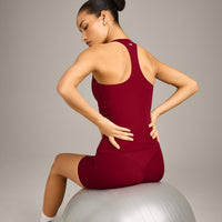 SoftMotion™ Racer Back Vest with Built in Bra Shelf with Grey Logo | Ruby Red