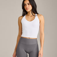SoftMotion™ Racer Back Mid Vest With Built in Bra Shelf | White