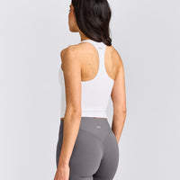 SoftMotion™ Racer Back Mid Tank Top With Built in Bra Shelf | White