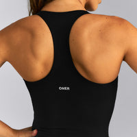 SoftMotion™ Racer Back Tank Top with Built in Bra Shelf New Branding | Black