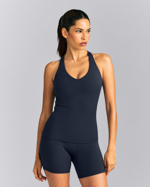 SoftMotion™ Racer Back Tank Top with Built in Bra Shelf | True Blue