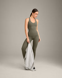 SoftMotion™ Racer Back Vest with Built in Bra Shelf with Grey Logo | Alpine Green