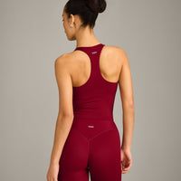 SoftMotion™ Racer Back Mid Vest with Built in Bra Shelf with Grey Logo | Ruby Red