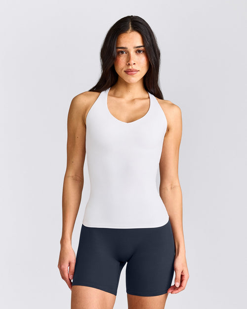 SoftMotion™ Racer Back Tank Top with Built in Bra Shelf | White