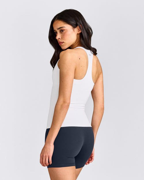 SoftMotion™ Racer Back Tank Top with Built in Bra Shelf | White