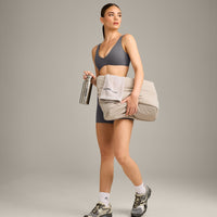 SoftMotion™ Scoop Back Bralette with Grey Logo | Ash Grey