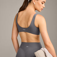 SoftMotion™ Scoop Back Bralette with Grey Logo | Ash Grey