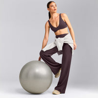 SoftMotion™ Scoop Back Bralette with Gray Logo | Dark Umber Brown