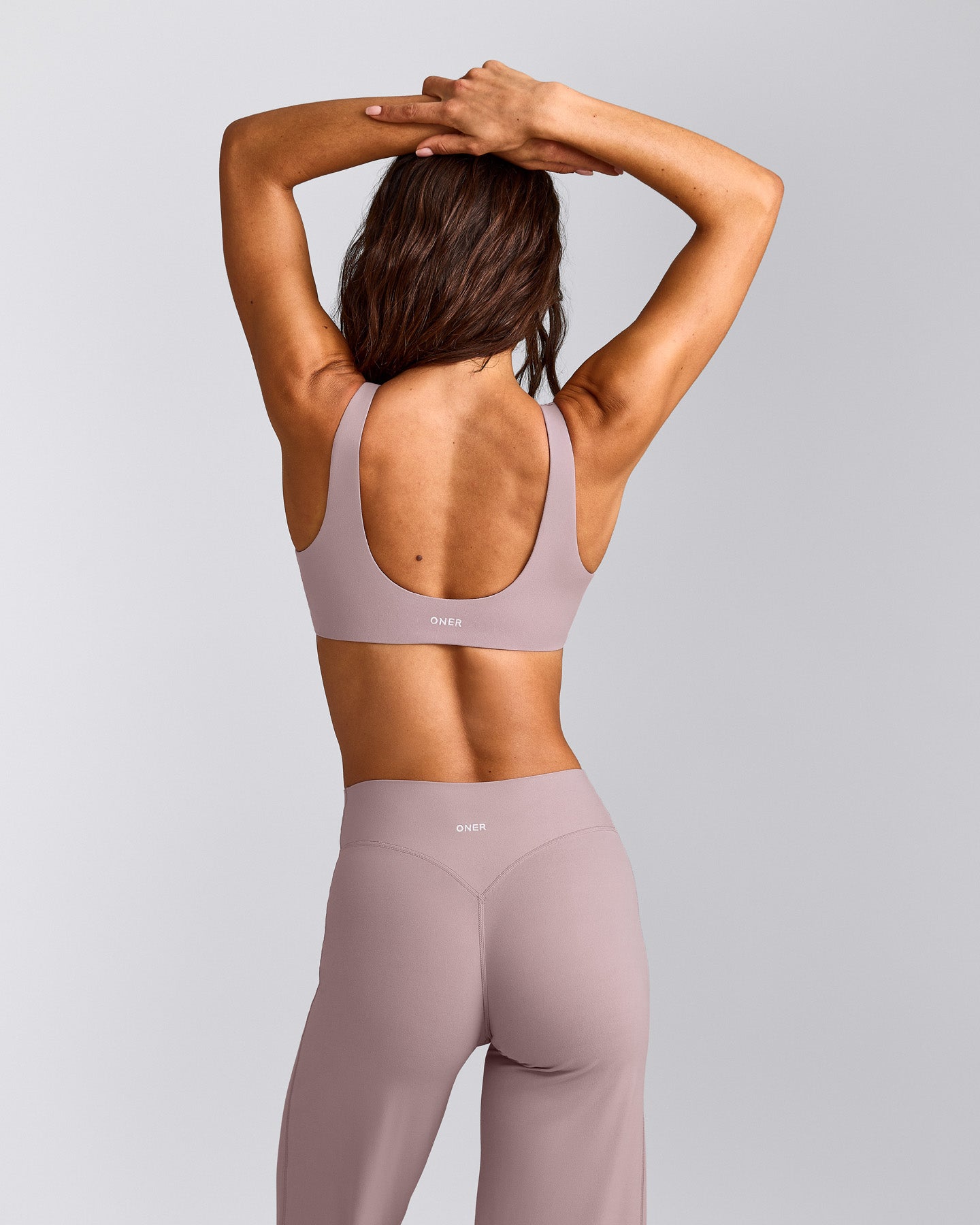 SoftMotion™ Scoop Back Bralette with White Logo | Dusty Purple