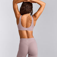 SoftMotion™ Scoop Back Bralette with White Logo | Dusty Purple