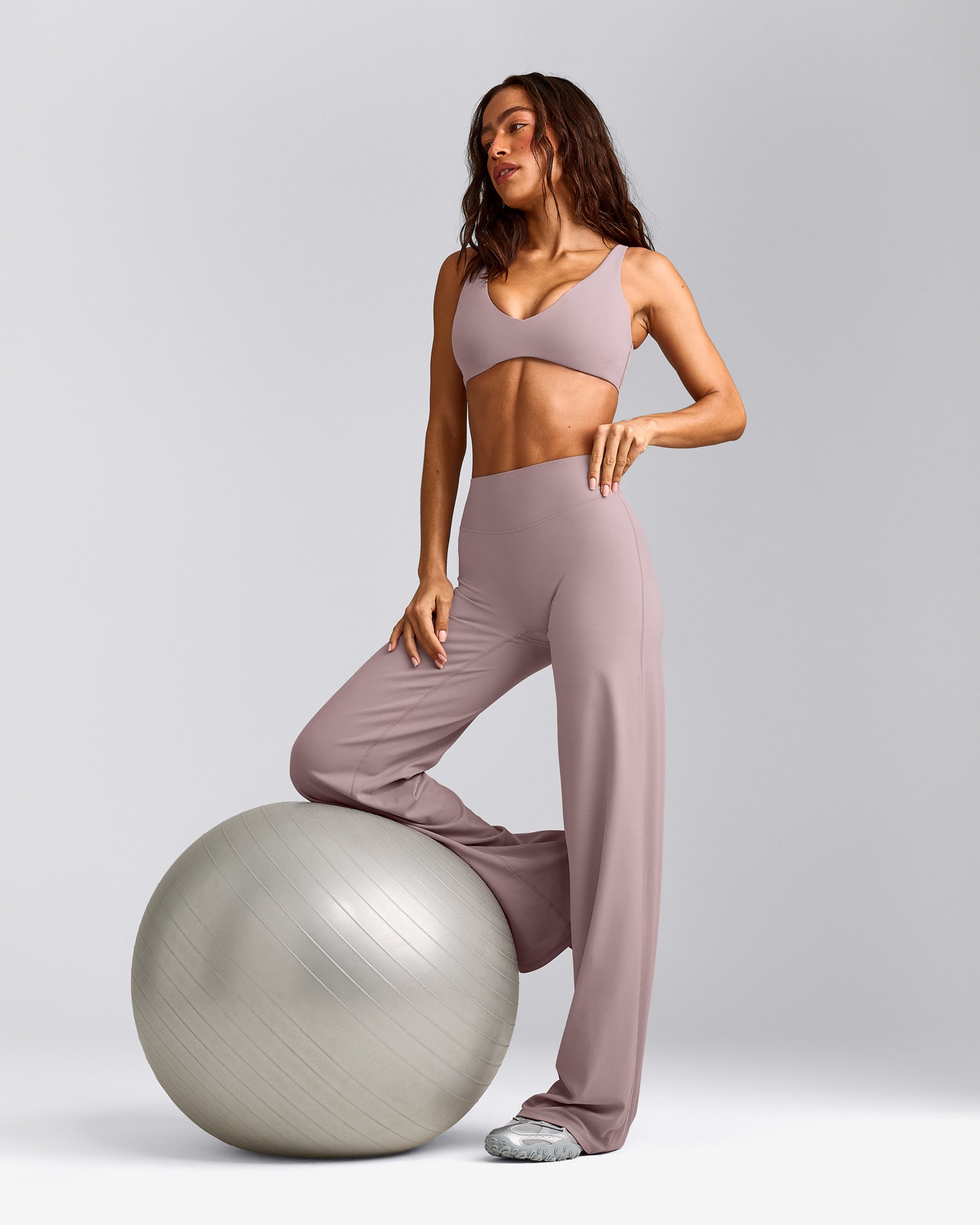 SoftMotion™ Scoop Back Bralette with White Logo | Dusty Purple