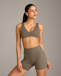 SoftMotion™ Scoop Back Bralette with Grey Logo | Moss Brown