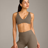 SoftMotion™ Scoop Back Bralette with Grey Logo | Moss Brown