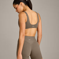 SoftMotion™ Scoop Back Bralette with Grey Logo | Moss Brown