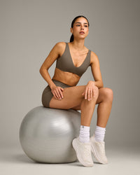 SoftMotion™ Scoop Back Bralette with Grey Logo | Moss Brown