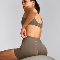 SoftMotion™ Scoop Back Bralette with Grey Logo | Moss Brown