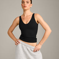 SoftMotion™ Scoop Neck Vest with Grey Logo | Black