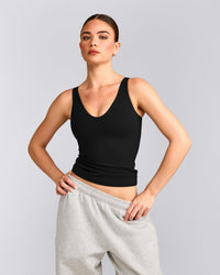 SoftMotion™ Scoop Neck Vest with Grey Logo | Black