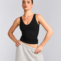 SoftMotion™ Scoop Neck Vest with Grey Logo | Black
