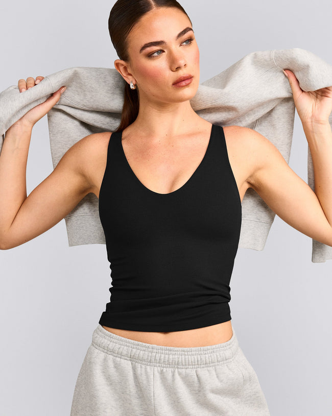 SoftMotion™ Scoop Neck Vest with Grey Logo | Black