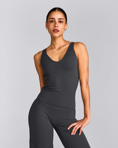 SoftMotion™ Scoop Neck Vest with Grey Logo | Coal