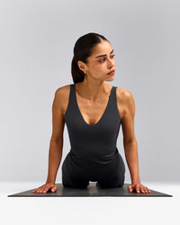 SoftMotion™ Scoop Neck Vest with Grey Logo | Coal