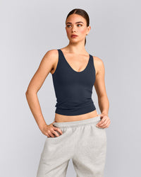 SoftMotion™ Scoop Neck Vest with Grey Logo | True Blue