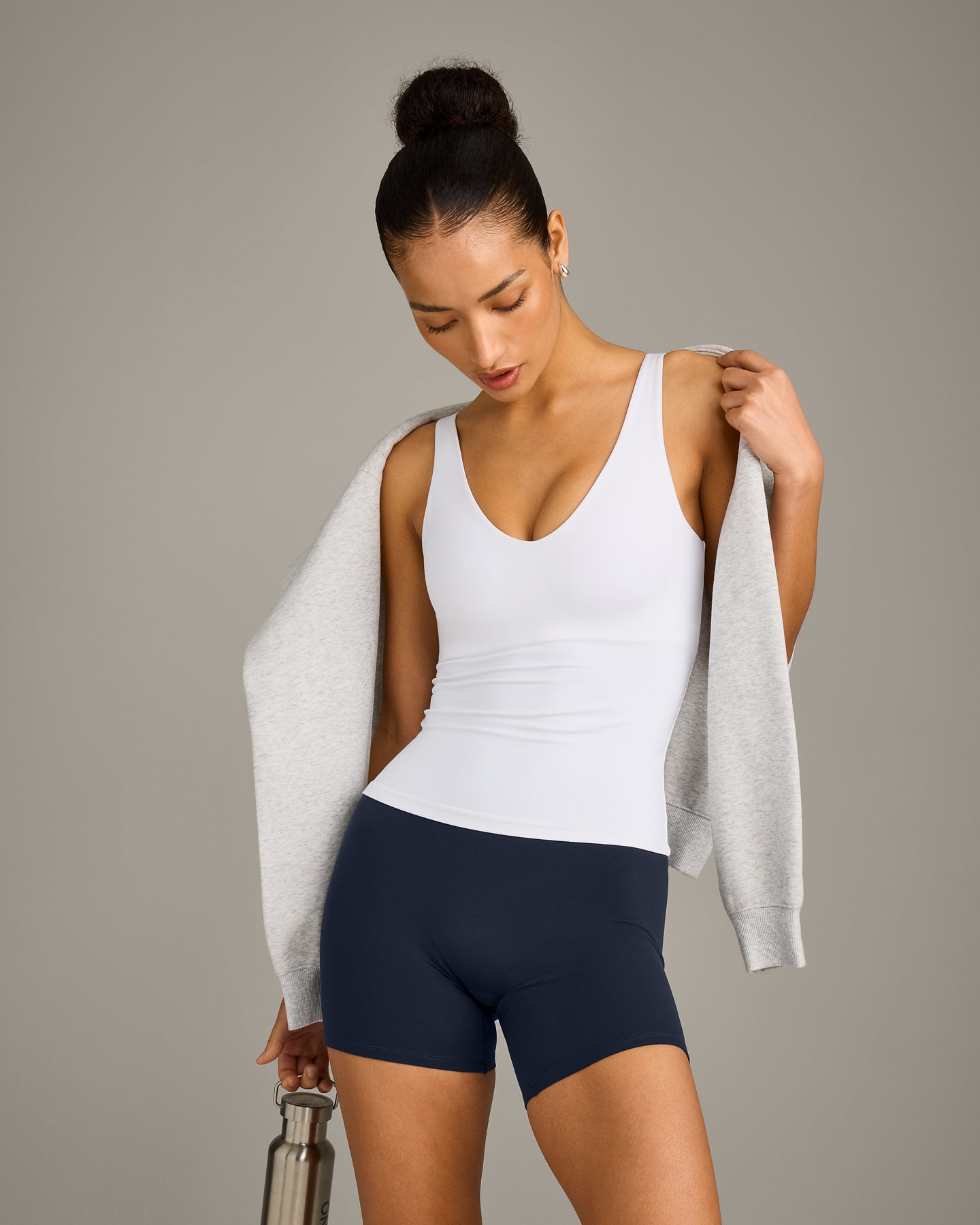 SoftMotion™ Scoop Neck Vest with Grey Logo | White