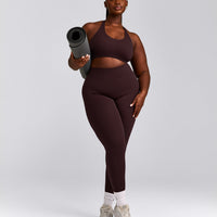 SoftMotion™ Sports Bra with Grey Logo | Plum Brown