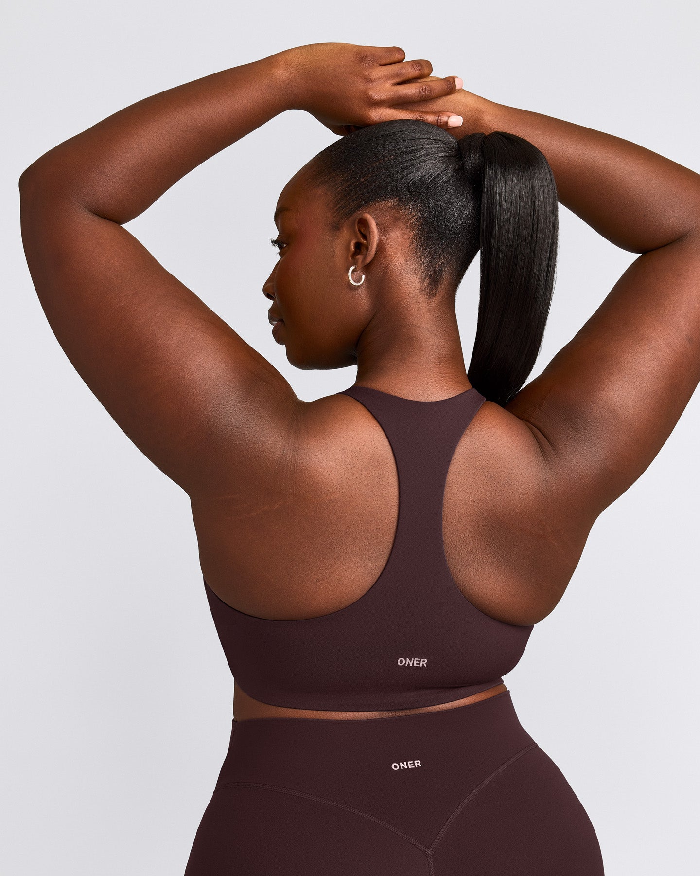 SoftMotion™ Sports Bra with Grey Logo | Plum Brown
