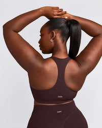 SoftMotion™ Sports Bra with Grey Logo | Plum Brown