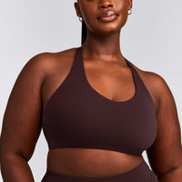 SoftMotion™ Sports Bra with Grey Logo | Plum Brown