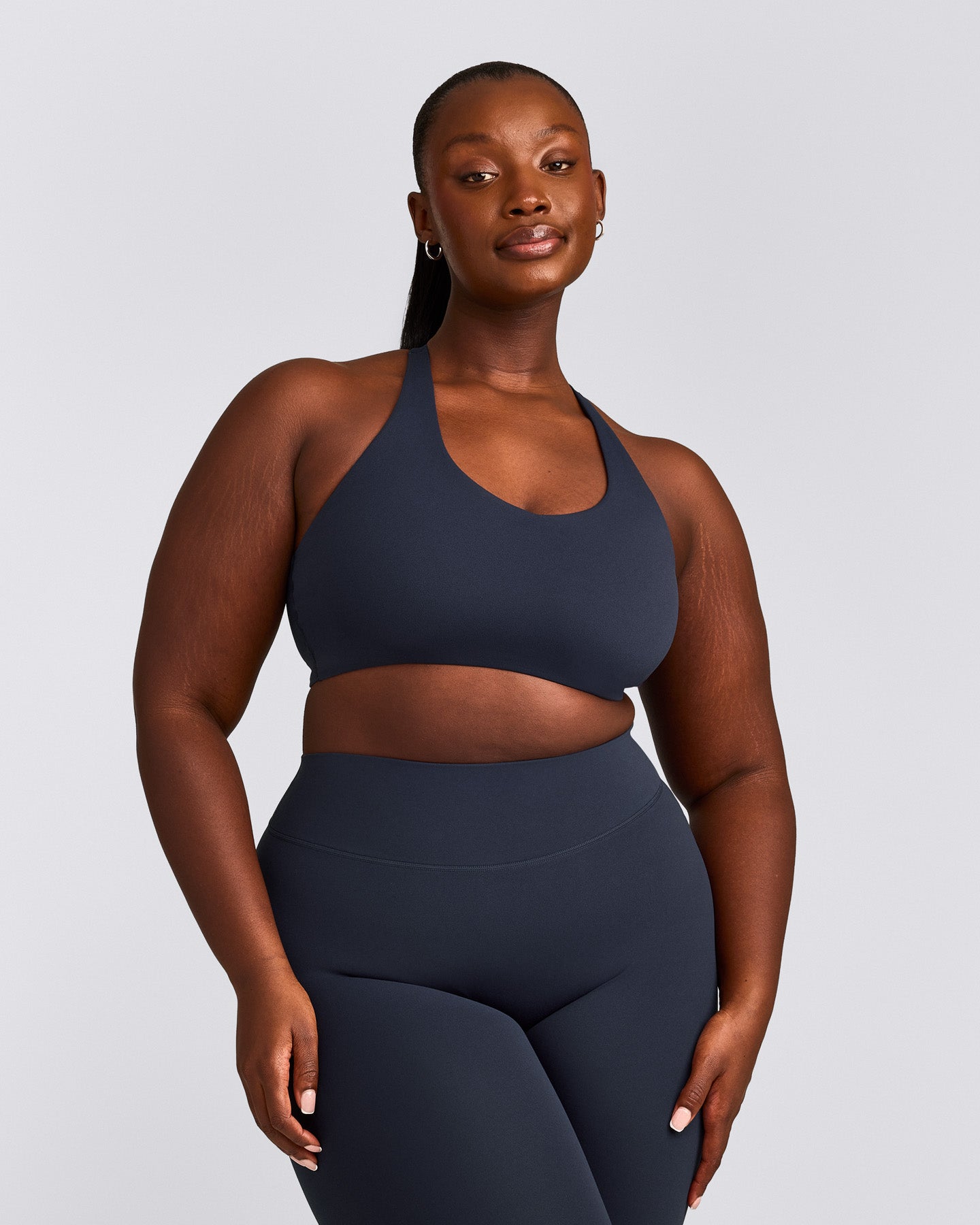 SoftMotion™ Sports Bra with Grey Logo | True Blue