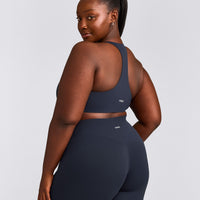 SoftMotion™ Sports Bra with Grey Logo | True Blue