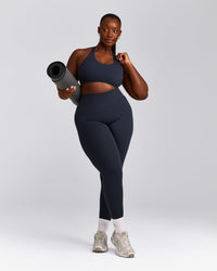 SoftMotion™ Sports Bra with Grey Logo | True Blue