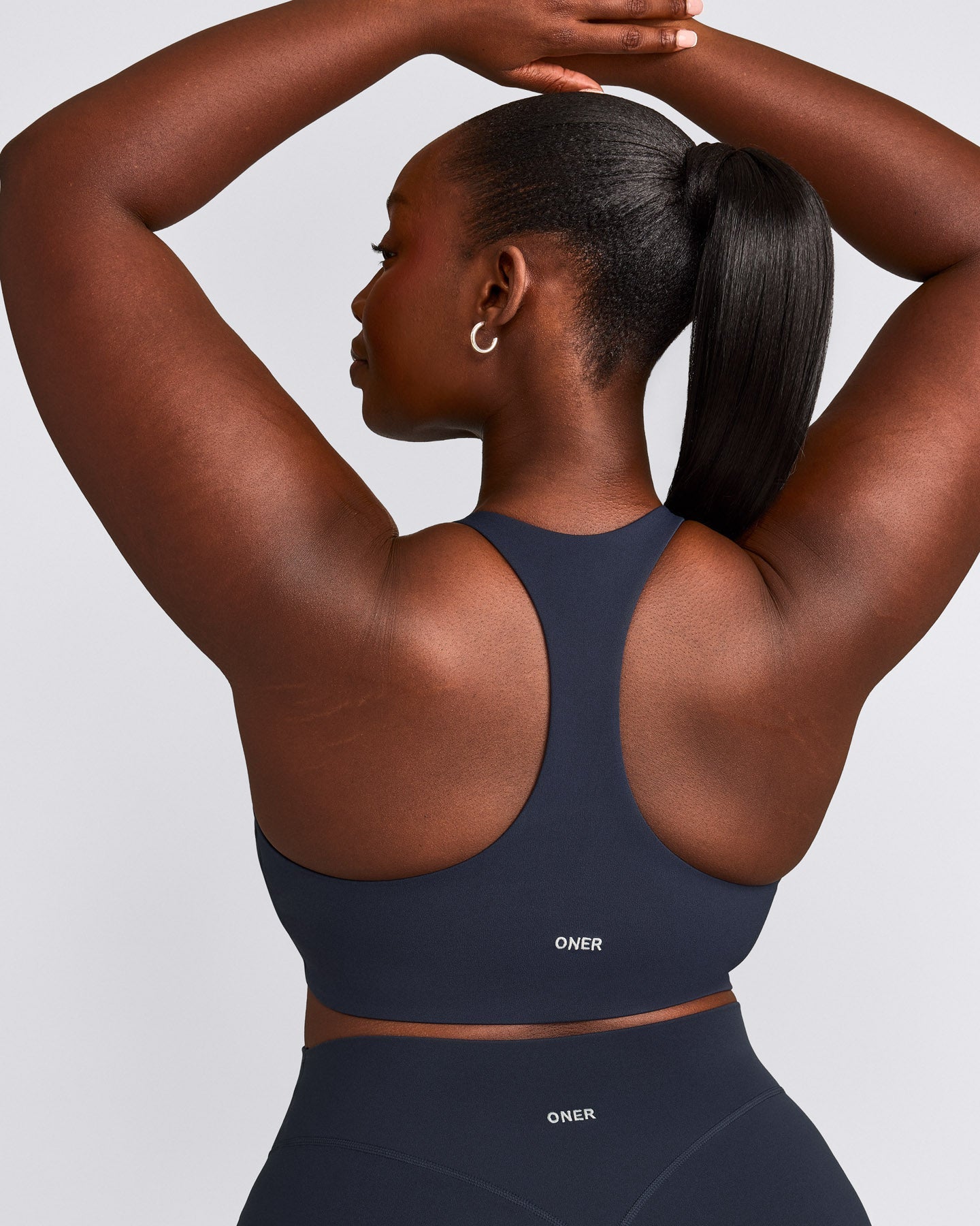 SoftMotion™ Sports Bra with Grey Logo | True Blue