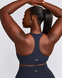 SoftMotion™ Sports Bra with Grey Logo | True Blue