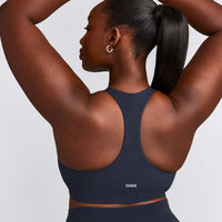 SoftMotion™ Sports Bra with Grey Logo | True Blue
