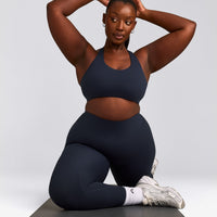 SoftMotion™ Sports Bra with Grey Logo | True Blue